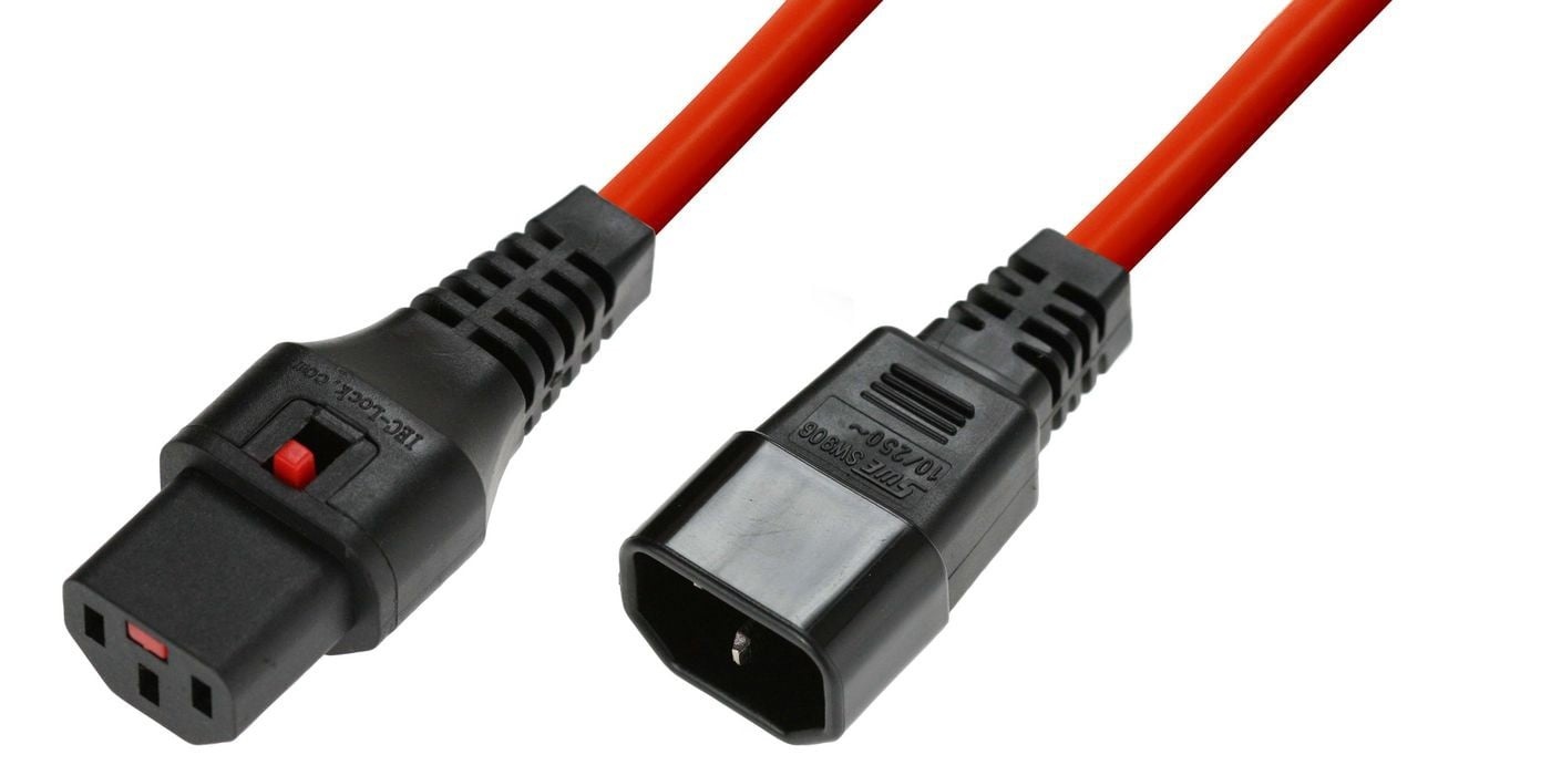 IEC LOCK Cavo di alimentazione IEC C14/IEC C13 dritto M/F 3m rosso con blocco IEC LOCK - CAVI PER COMPUTER E PERIFERICHE | TecnoCARE.net Sabaudia, Latina, Terracina, San Felice Circeo e Pontinia