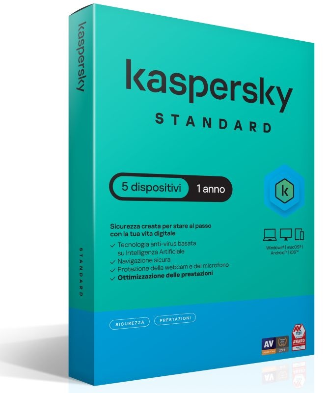 KASPERSKY KASPERSKY STANDARD 5DEV 1Y SUPERSLIMBOX IT - ANTIVIRUS | TecnoCARE.net Sabaudia, Latina, Terracina, San Felice Circeo e Pontinia