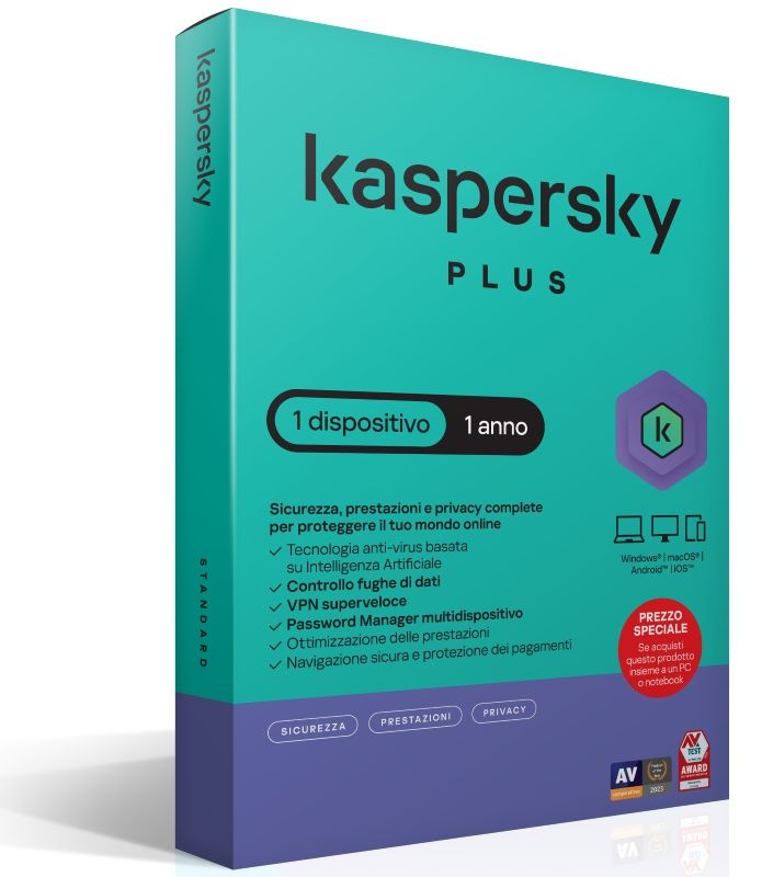 KASPERSKY KASPERSKY PLUS 1DEV 1Y SUPERSLIMBOX IT ATT - ANTIVIRUS | TecnoCARE.net Sabaudia, Latina, Terracina, San Felice Circeo e Pontinia