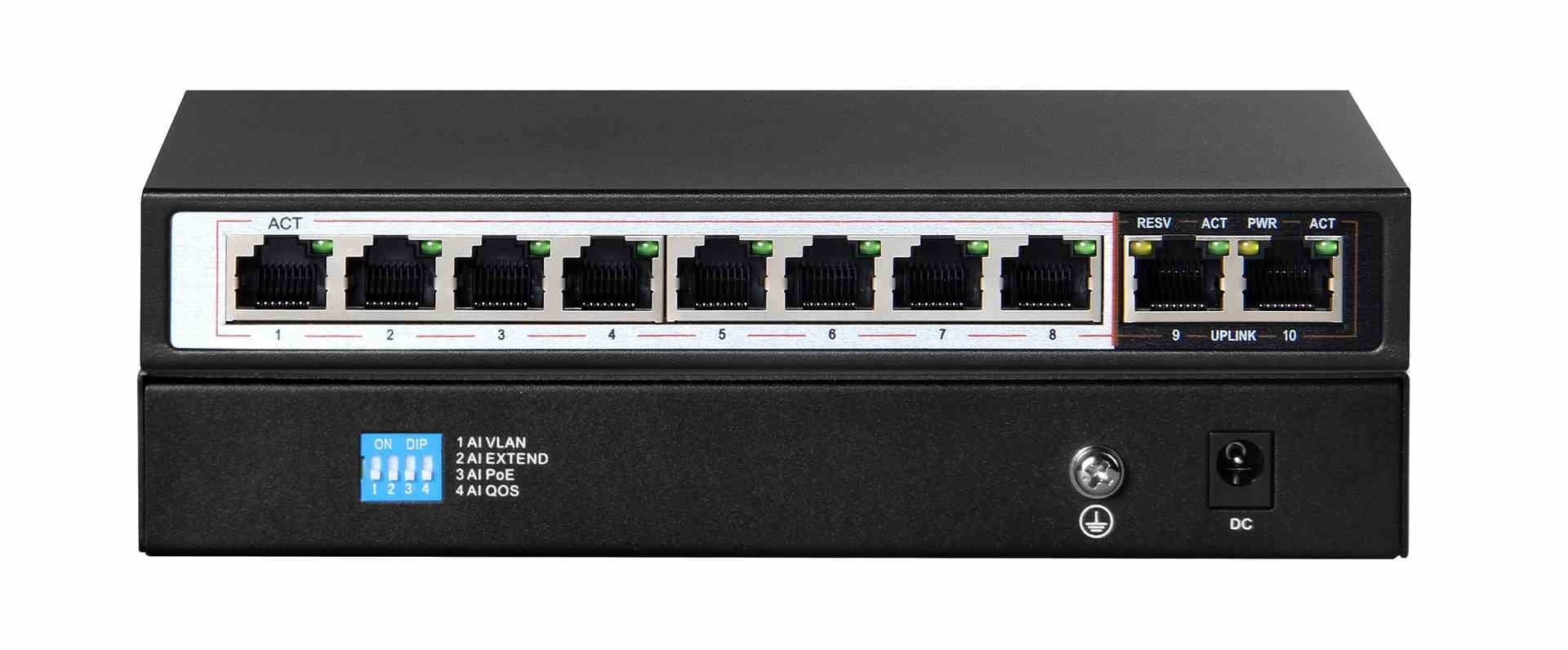 EXTRALINK Extralink CERES | Switch PoE | 8x 100Mb/s PoE/PoE+, 2x RJ45 Uplink 100Mb/s, 96W - RETI | TecnoCARE.net Sabaudia, Latina, Terracina, San Felice Circeo e Pontinia