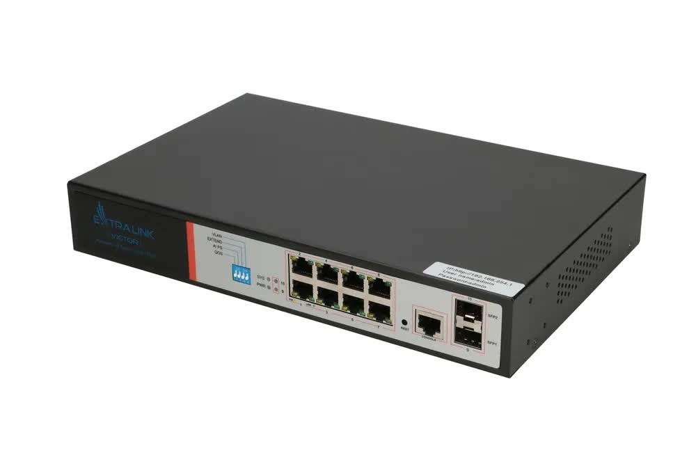 EXTRALINK Extralink VICTOR | PoE Switch | 8x Gigabit PoE/PoE+, 2x SFP, 1x Console Port, 150W, Managed - RETI | TecnoCARE.net Sabaudia, Latina, Terracina, San Felice Circeo e Pontinia