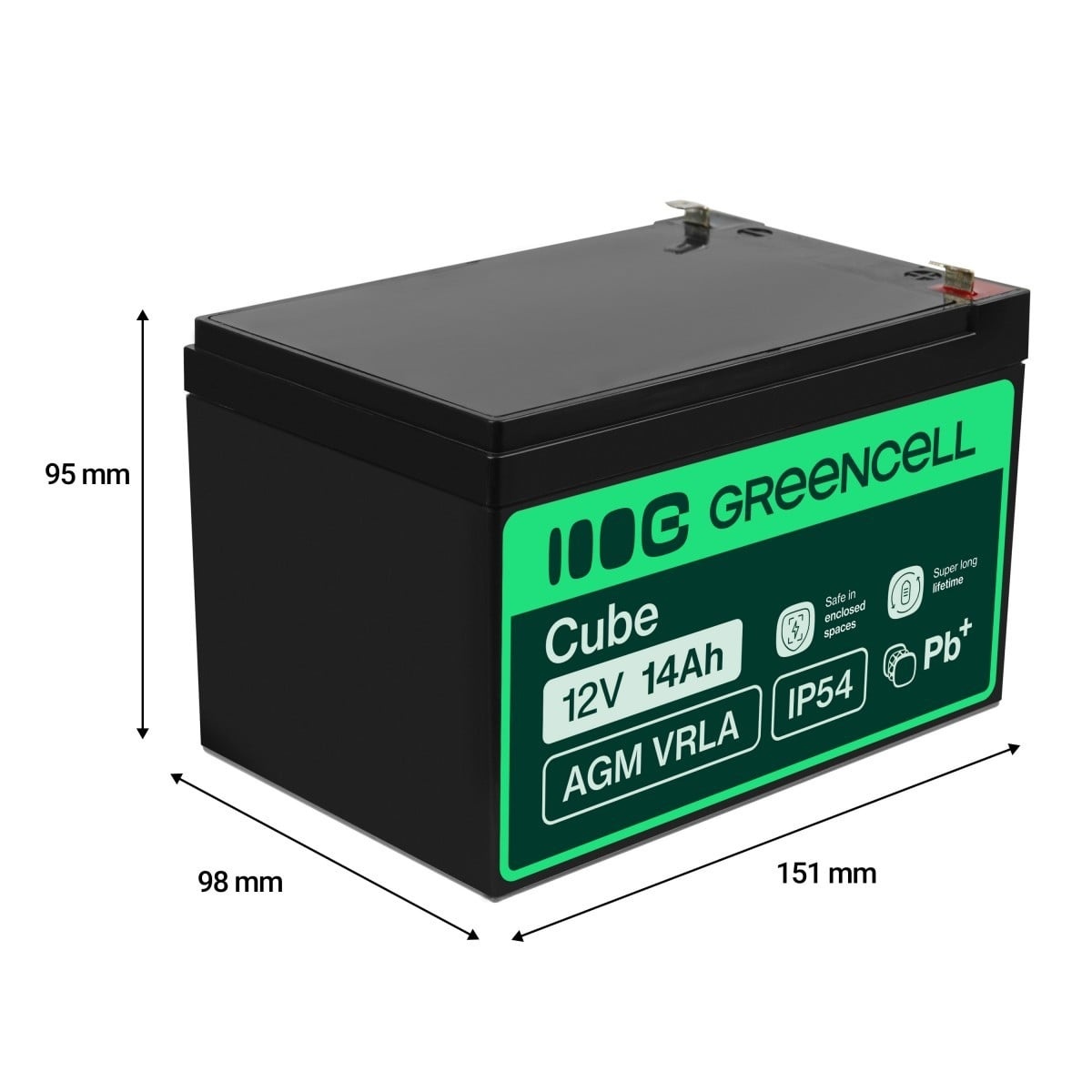 GREEN CELL Green Cell AGM Battery 12V 14Ah - Batteria - 14000 mAh - BATTERIE E ALIMENTATORI | TecnoCARE.net Sabaudia, Latina, Terracina, San Felice Circeo e Pontinia