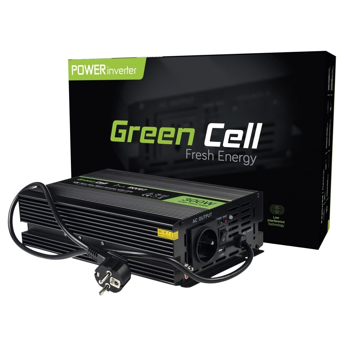 GREEN CELL Green Cell INV07 adattatore e invertitore Auto 300 W Nero - BATTERIE E ALIMENTATORI | TecnoCARE.net Sabaudia, Latina, Terracina, San Felice Circeo e Pontinia