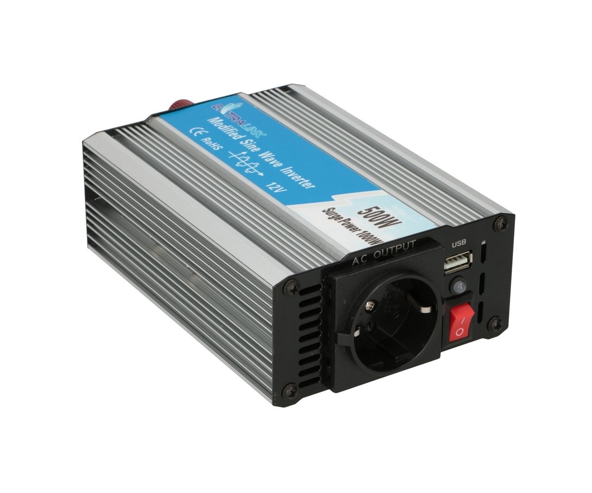 EXTRALINK Extralink CAR VOLTAGE CONVERTER 12V - 230V, 500W, MODIFIED SINUS OPIM-500W adattatore e invertitore Universale Alluminio - BATTERIE E ALIMENTATORI | TecnoCARE.net Sabaudia, Latina, Terracina, San Felice Circeo e Pontinia