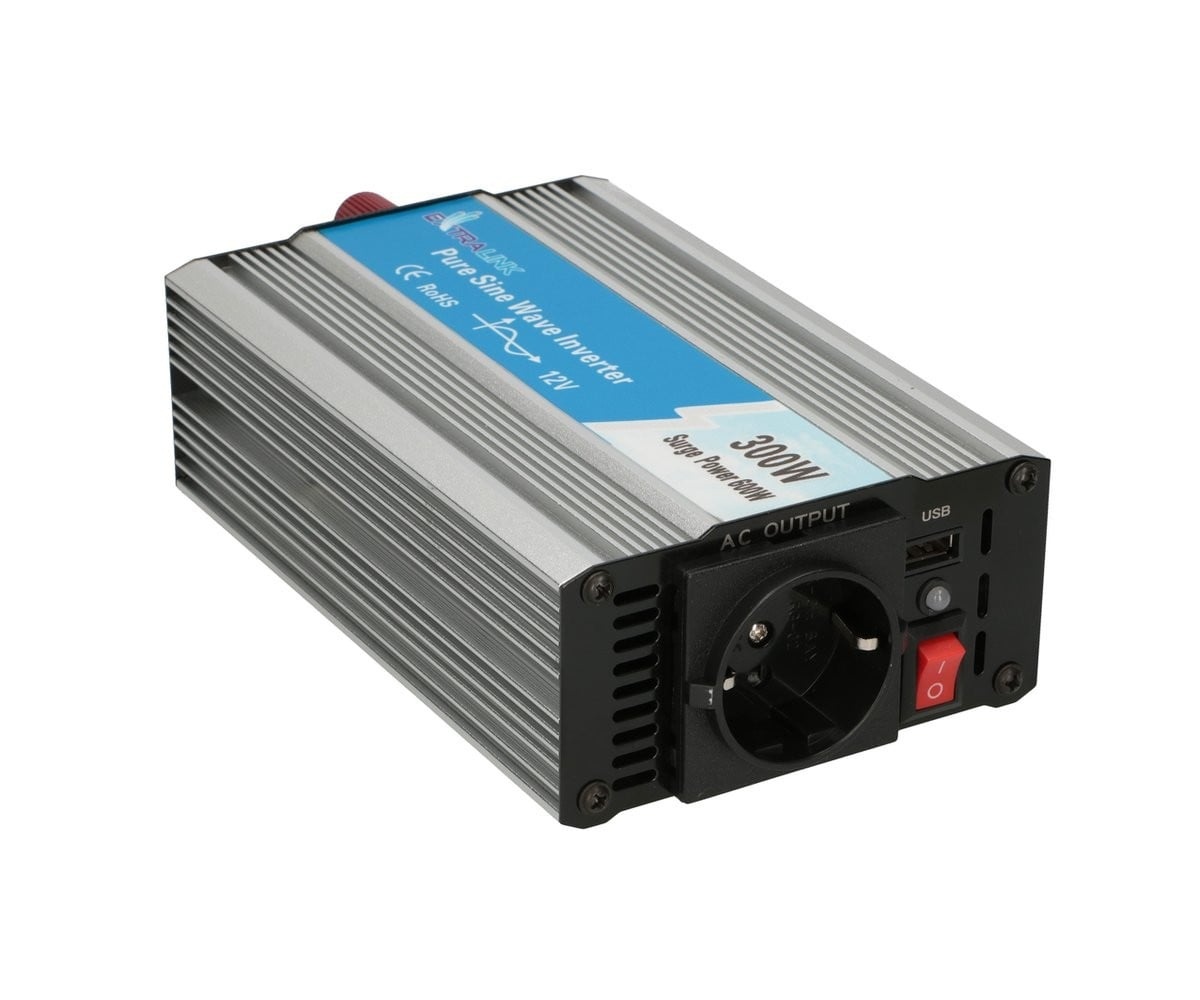 EXTRALINK Extralink CAR VOLTAGE CONVERTER 12V - 230V, 300W, PURE SINUS OPIP-300W adattatore e invertitore Auto Alluminio - BATTERIE E ALIMENTATORI | TecnoCARE.net Sabaudia, Latina, Terracina, San Felice Circeo e Pontinia