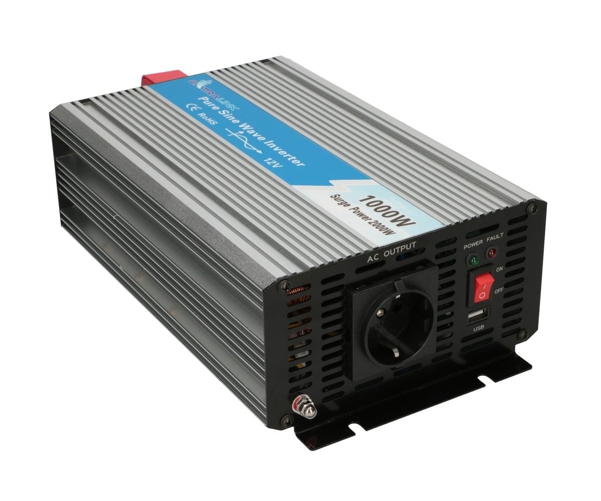 EXTRALINK Extralink VOLTAGE CONVERTER 12V - 230V, 1000W, PURE SINUS OPIP-1000W adattatore e invertitore Auto Alluminio - BATTERIE E ALIMENTATORI | TecnoCARE.net Sabaudia, Latina, Terracina, San Felice Circeo e Pontinia