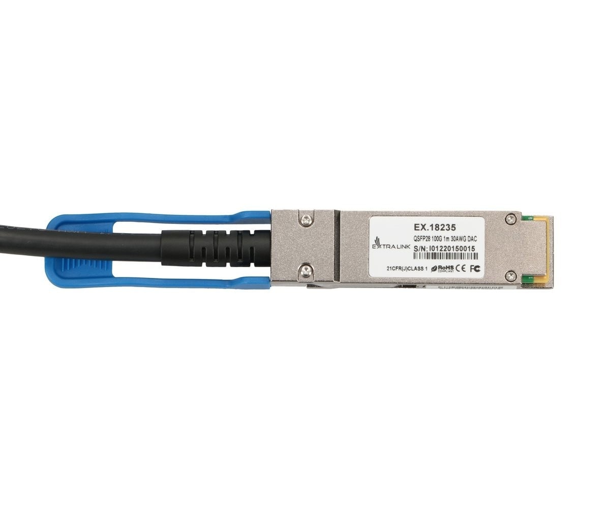 EXTRALINK Extralink QSFP28 DAC | Cavo QSFP28 | DAC, 100G, 1m, 30AWG Passive - RETI | TecnoCARE.net Sabaudia, Latina, Terracina, San Felice Circeo e Pontinia