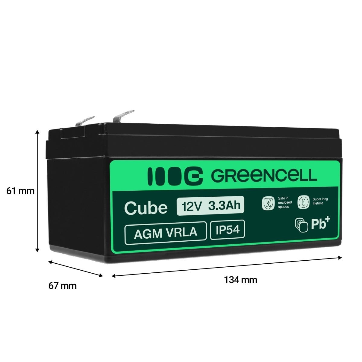 GREEN CELL Green Cell AGM Battery 12V 3.3Ah - Batteria - Mignon (AA) - BATTERIE E ALIMENTATORI | TecnoCARE.net Sabaudia, Latina, Terracina, San Felice Circeo e Pontinia