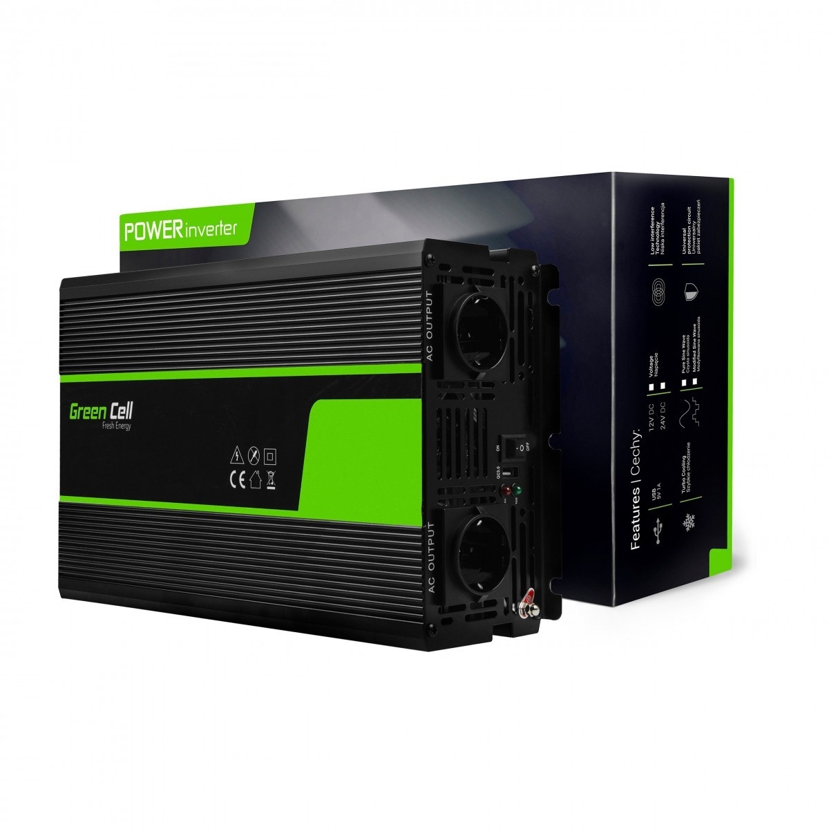 GREEN CELL Green Cell INV20 - Universale - Interno - 24 V - 4000 W - 230 V - DC-to-AC - BATTERIE E ALIMENTATORI | TecnoCARE.net Sabaudia, Latina, Terracina, San Felice Circeo e Pontinia