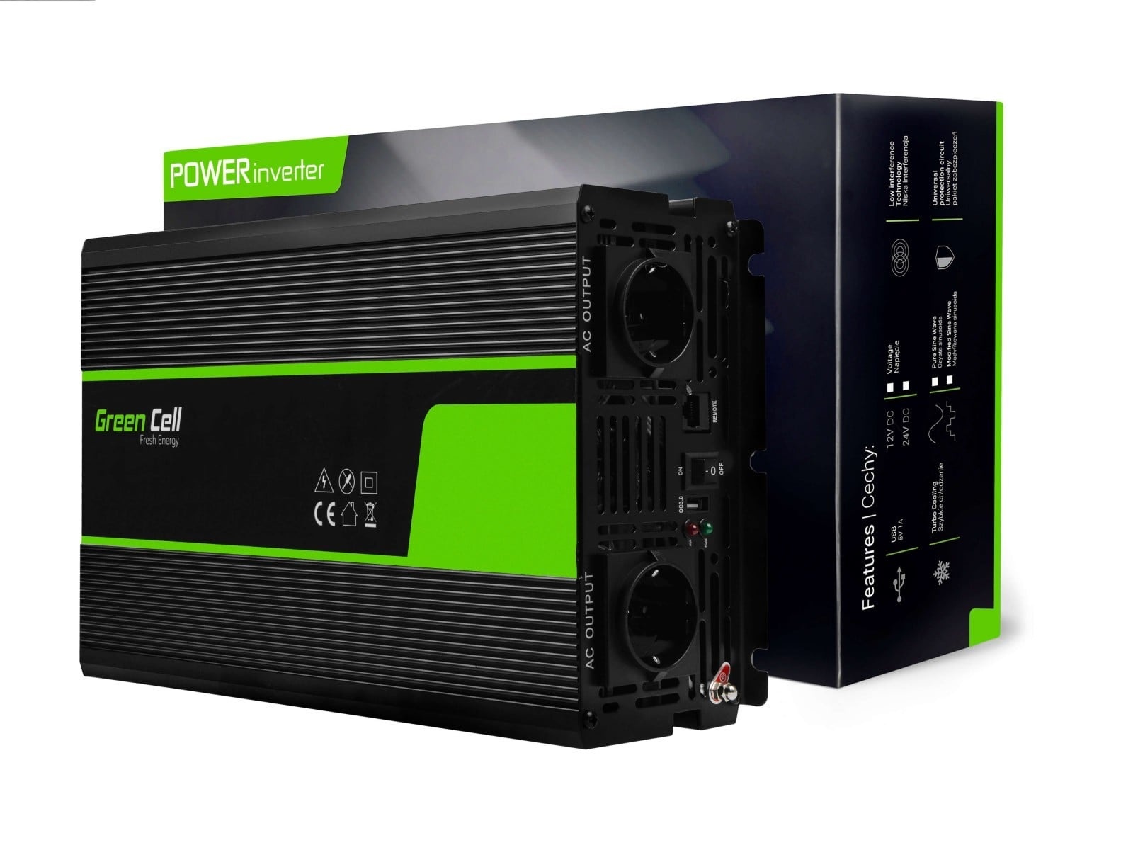 GREEN CELL Green Cell INV22 adattatore e invertitore Auto 1500 W Nero - BATTERIE E ALIMENTATORI | TecnoCARE.net Sabaudia, Latina, Terracina, San Felice Circeo e Pontinia