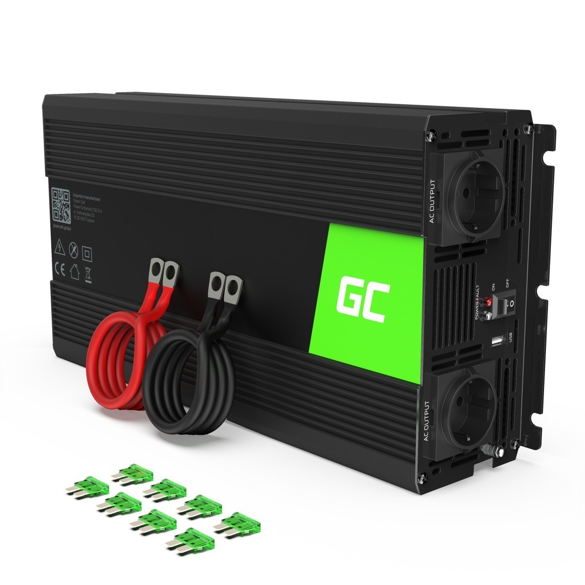GREEN CELL Green Cell INV24 adattatore e invertitore Auto 1500 W Nero - BATTERIE E ALIMENTATORI | TecnoCARE.net Sabaudia, Latina, Terracina, San Felice Circeo e Pontinia