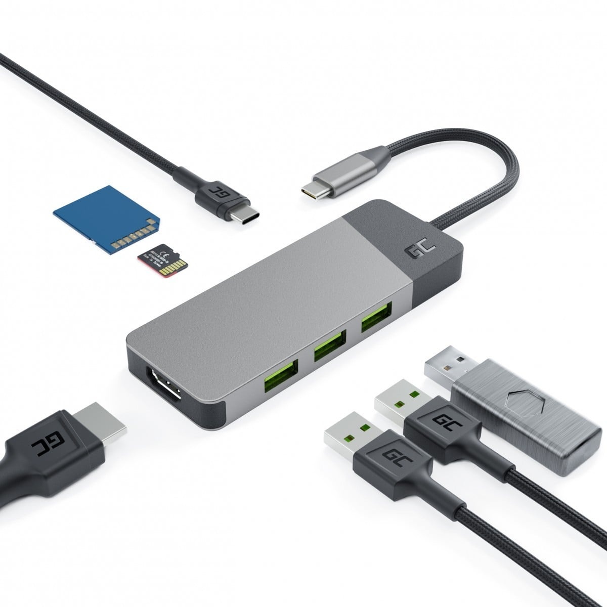 GREEN CELL Green Cell HUBGC01 - USB tipo-C - HDMI - USB 3.2 Gen 2 (3.1 Gen 2) Type-A - USB 3.2 Gen 2 (3.1 Gen 2) Type-C - MicroSD (TransFlash) - SD - 5000 Mbit/s - 60 Hz - - COMPONENTI | TecnoCARE.net Sabaudia, Latina, Terracina, San Felice Circeo e Pontinia