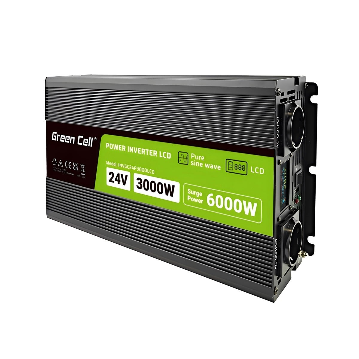 GREEN CELL Green Cell Przetwornica napicia PowerInverter LCD 24 V 3000W/60000W Przetwornica samochodowa z wywietlaczem - czysty sinus adattatore e invertitore Auto Nero - BATTERIE E ALIMENTATORI | TecnoCARE.net Sabaudia, Latina, Terracina, San Felice Circeo e Pontinia