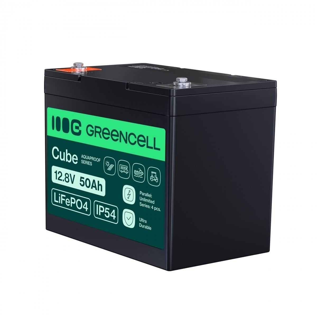 GREEN CELL Green Cell LFPGC12V50AH CUBE Batteria LiFePO4 50Ah 12.8V 640Wh Litio-Ferro-Fosfato per Camper, Carrello golf, Turbina eolica - BATTERIE E ALIMENTATORI | TecnoCARE.net Sabaudia, Latina, Terracina, San Felice Circeo e Pontinia