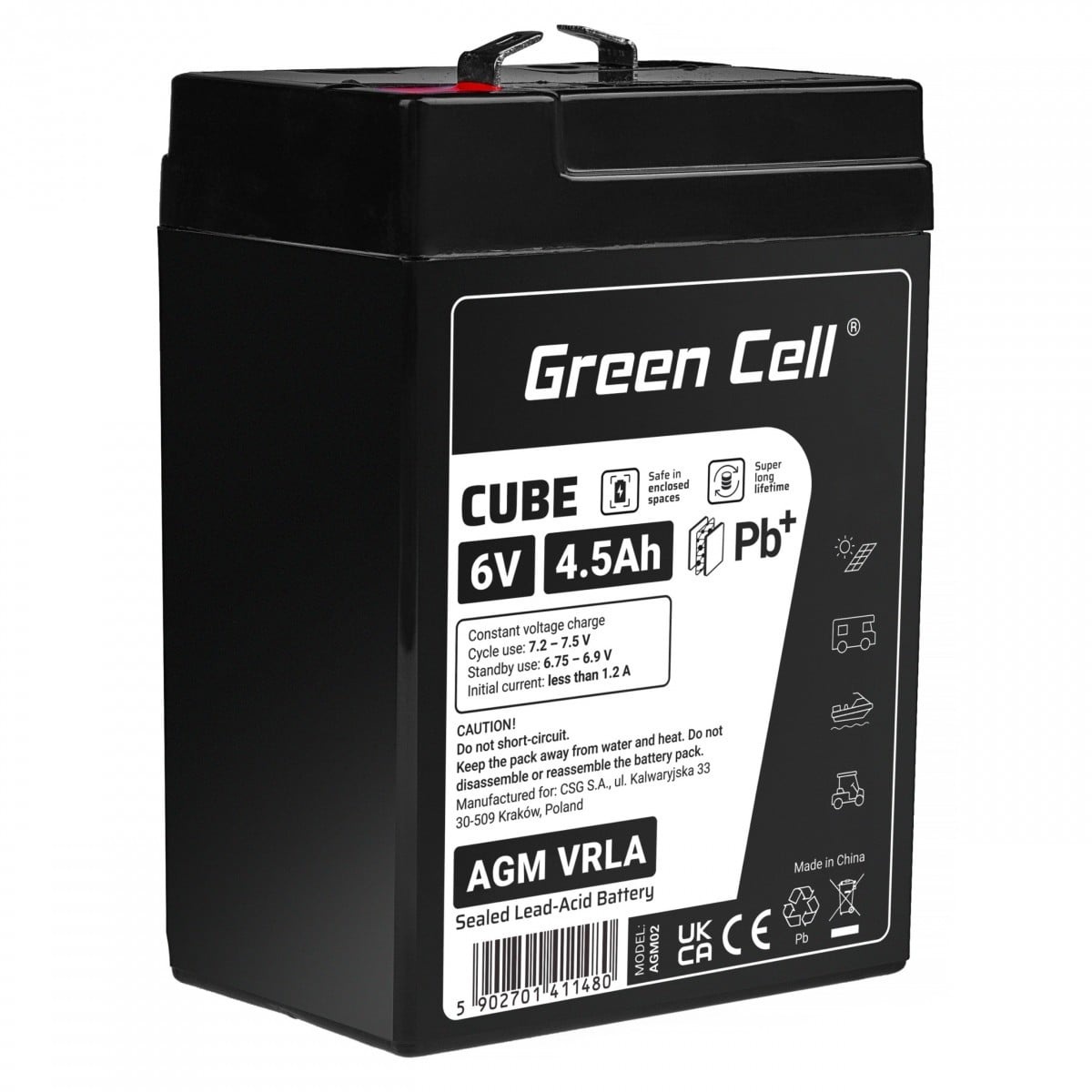 GREEN CELL Green Cell Cube AGM VRLA IP54 6V 4.5Ah batteria senza manutenzione per sistemi di allerta, registratori di cassa, giocattoli - BATTERIE E ALIMENTATORI | TecnoCARE.net Sabaudia, Latina, Terracina, San Felice Circeo e Pontinia