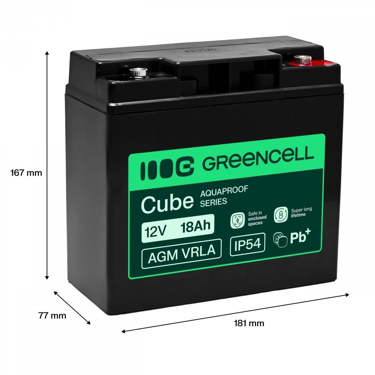 GREEN CELL Green Cell AGM VRLA 12V 18Ah batteria senza manutenzione per registratori di cassa, giocattoli, telecamere (181x77x167mm) - BATTERIE E ALIMENTATORI | TecnoCARE.net Sabaudia, Latina, Terracina, San Felice Circeo e Pontinia
