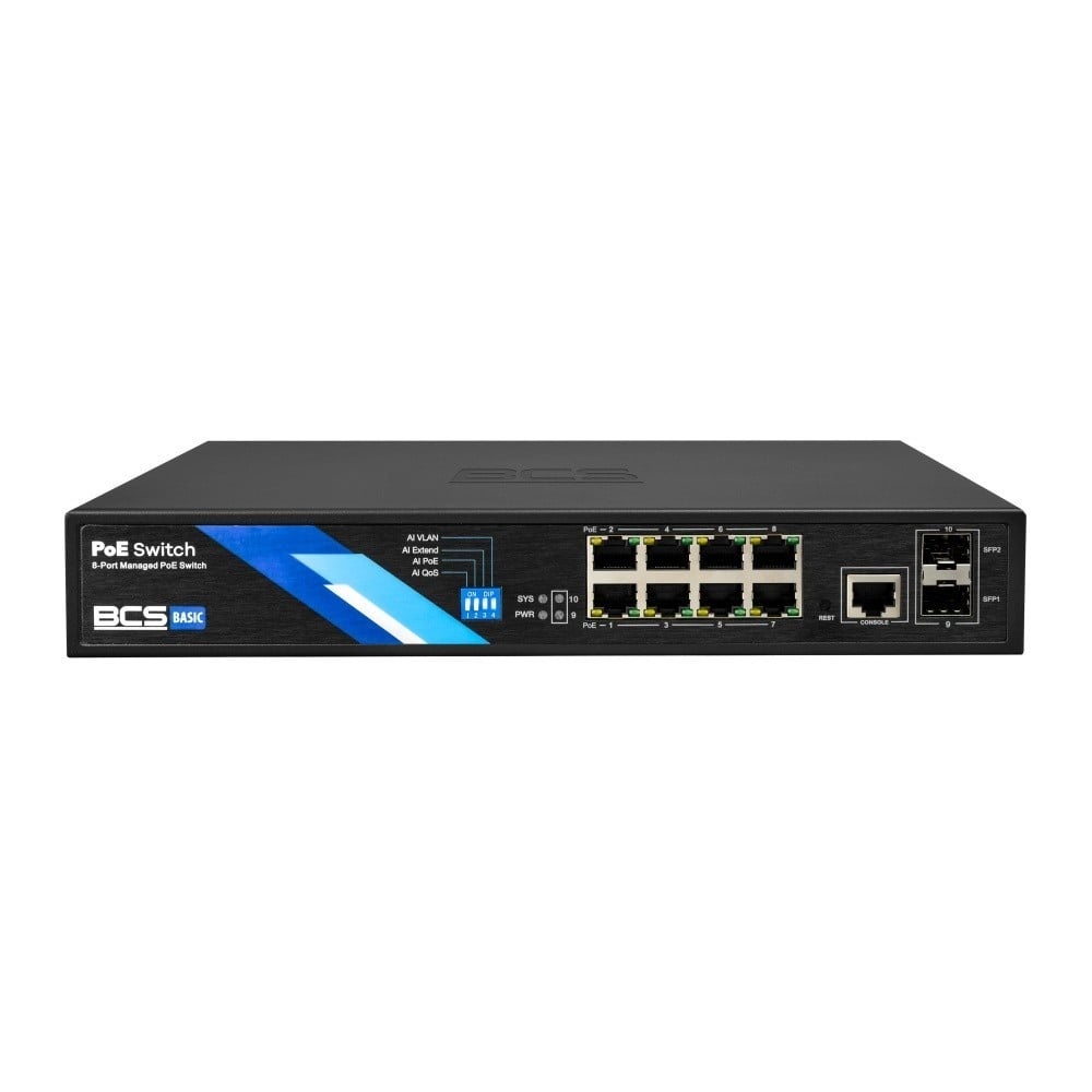 BCS BCS BCS-B-SP08G-2SFP-M Switch PoE Gestito 8 Porte con Uplink SFP 1Gbps - RETI | TecnoCARE.net Sabaudia, Latina, Terracina, San Felice Circeo e Pontinia