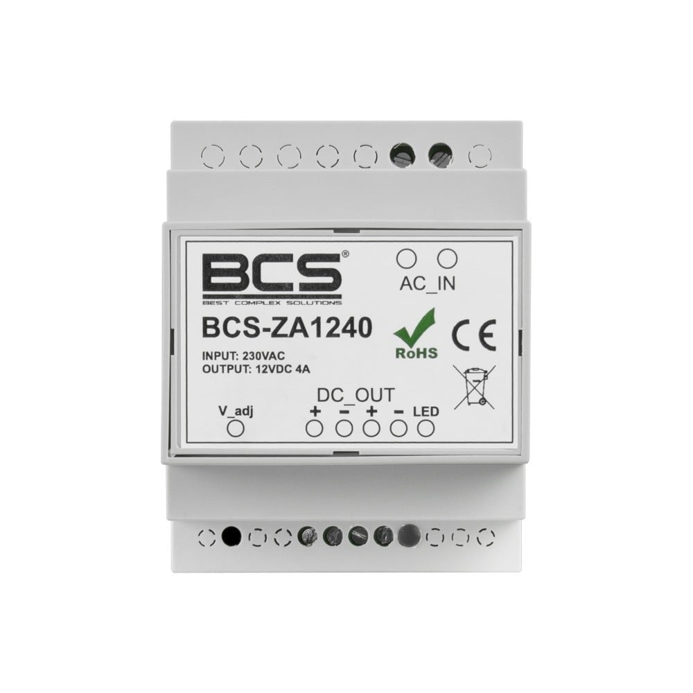 BCS BCS BCS-ZA1240 Alimentatore 12V 4A con regolazione per guida DIN - QUADRI ELETTRICI E COMPONENTI | TecnoCARE.net Sabaudia, Latina, Terracina, San Felice Circeo e Pontinia