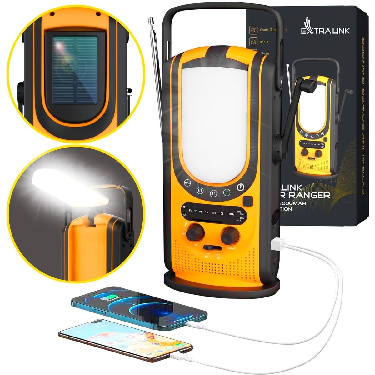 EXTRALINK Extralink Power Ranger EPS-6000 | Powerbank | 6000mAh, Radio FM, Lampada LED, Dinamo, Pannello solare - AUDIO E CUFFIE PORTATILI | TecnoCARE.net Sabaudia, Latina, Terracina, San Felice Circeo e Pontinia