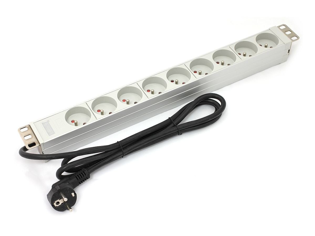 DIGITUS A-19-STRIP-3-IMP - 1U - Alluminio - Bianco - 9 presa(e) AC - 1,8 m - 250 V - BATTERIE E ALIMENTATORI | TecnoCARE.net Sabaudia, Latina, Terracina, San Felice Circeo e Pontinia