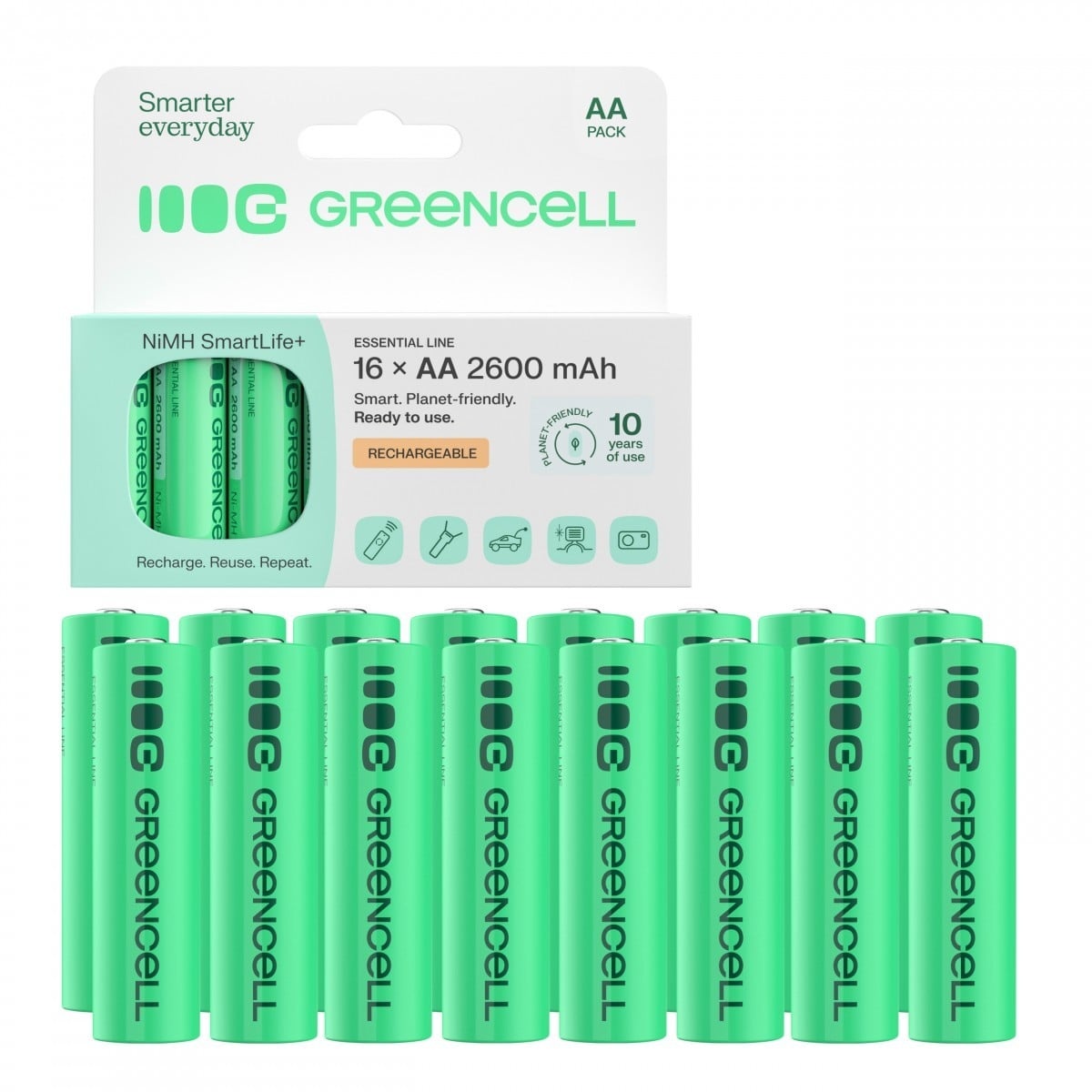 GREEN CELL Green Cell GR10 Batterie ricaricabili 16x AA R6 Ni-MH 2600mAh - BATTERIE E ALIMENTATORI | TecnoCARE.net Sabaudia, Latina, Terracina, San Felice Circeo e Pontinia