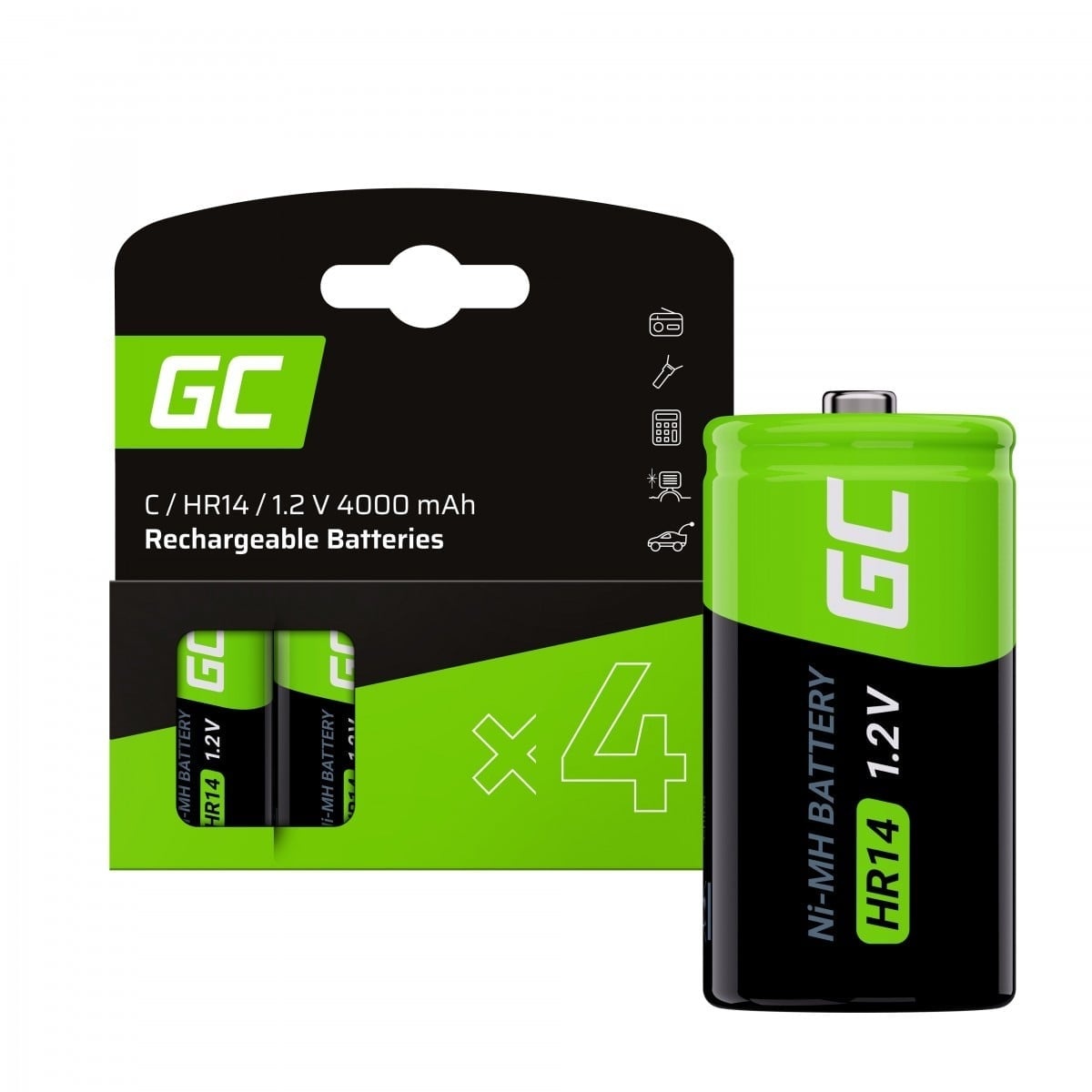 GREEN CELL Green Cell GR14 Batterie ricaricabili 4x C R14 HR14 Ni-MH 4000mAh 1.2V - BATTERIE E ALIMENTATORI | TecnoCARE.net Sabaudia, Latina, Terracina, San Felice Circeo e Pontinia