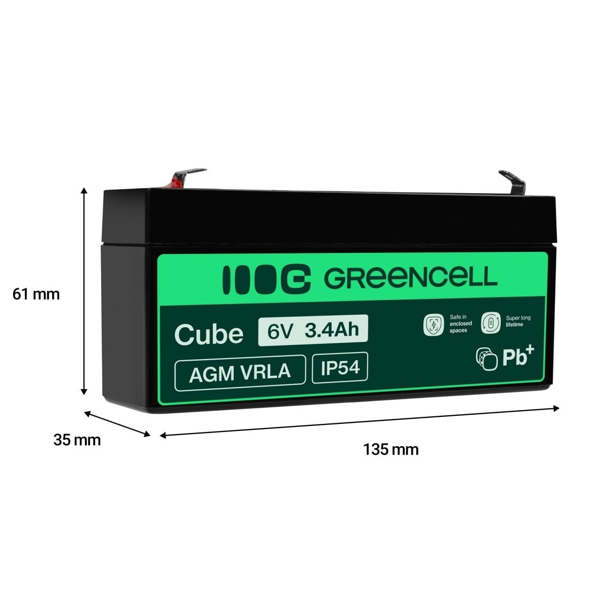 GREEN CELL Green Cell Battery AGM VRLA 6V 3.4Ah - Batteria - Mignon (AA) - BATTERIE E ALIMENTATORI | TecnoCARE.net Sabaudia, Latina, Terracina, San Felice Circeo e Pontinia