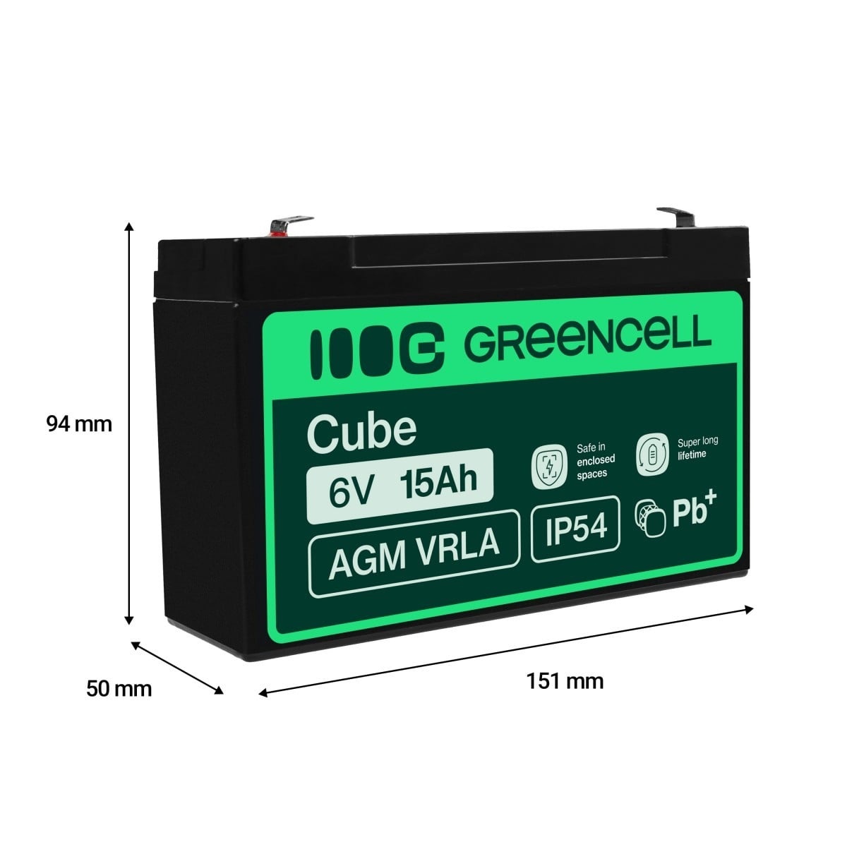 GREEN CELL Green Cell AGM40 - 6 V - 1 pz - Nero - 15 Ah - 1,8 kg - 151 mm - BATTERIE E ALIMENTATORI | TecnoCARE.net Sabaudia, Latina, Terracina, San Felice Circeo e Pontinia