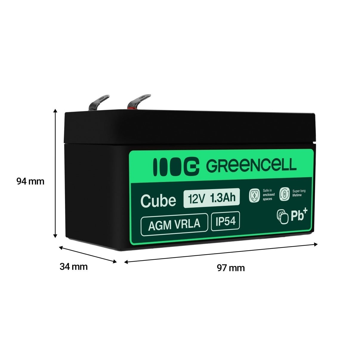 GREEN CELL Green Cell AGM Battery 12V 1.3Ah - Batteria - Mono (D) - BATTERIE E ALIMENTATORI | TecnoCARE.net Sabaudia, Latina, Terracina, San Felice Circeo e Pontinia