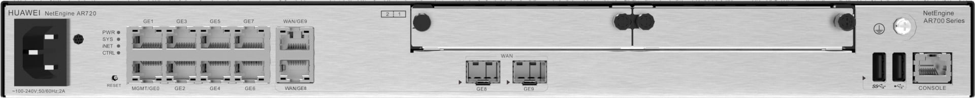 HUAWEI Huawei Router NetEngine AR720, 2*GE combo WAN, 8*GE LAN, 2*USB 2.0, 2*SIC - RETI | TecnoCARE.net Sabaudia, Latina, Terracina, San Felice Circeo e Pontinia