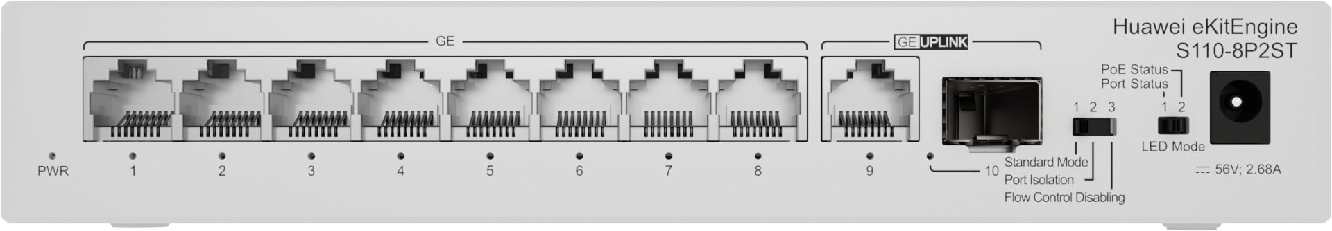 HUAWEI Huawei Switch S110-8P2ST (8*GE ports (124W PoE+), 1*GE SFP port, 1*GE port, AC power, power adapter) - RETI | TecnoCARE.net Sabaudia, Latina, Terracina, San Felice Circeo e Pontinia
