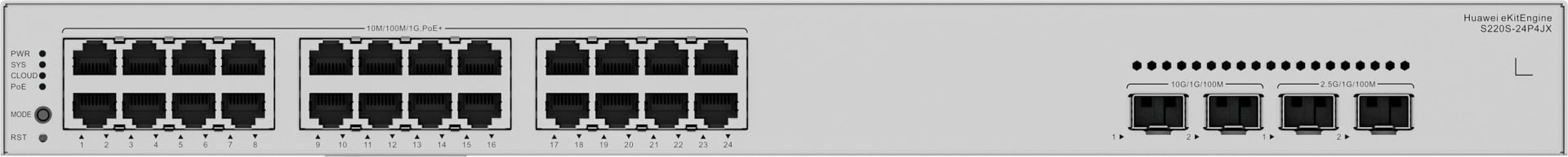 HUAWEI Huawei Switch S220S-24P4JX,S220S-24P4JX,S220S-24P4JX (24 porte 10/100/1000BASE-T (400 W PoE+), 2 porte 10GE SFP+, 2 porte 2.5GE SFP, alimentazione AC integrata) - RETI | TecnoCARE.net Sabaudia, Latina, Terracina, San Felice Circeo e Pontinia