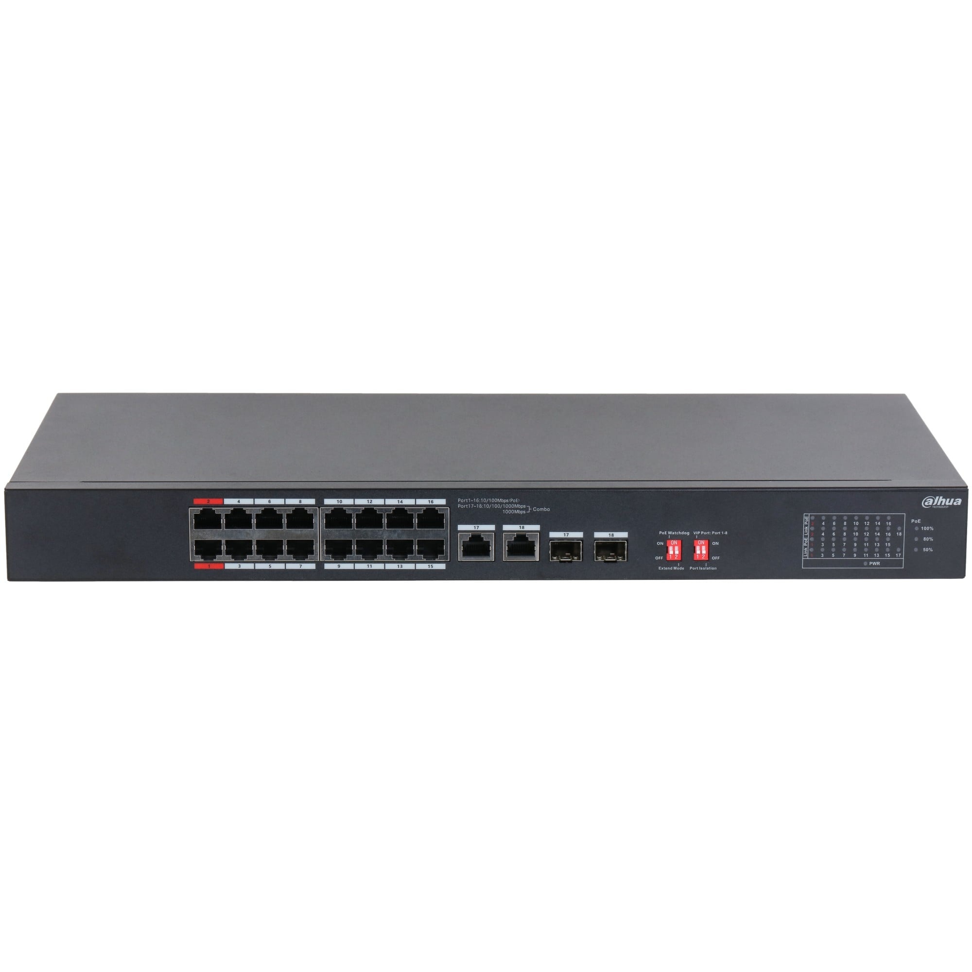 DAHUA Dahua S3218-16ET-135 Switch desktopowy bez zarządzania 18-portowy z 16 portami PoE - RETI | TecnoCARE.net Sabaudia, Latina, Terracina, San Felice Circeo e Pontinia