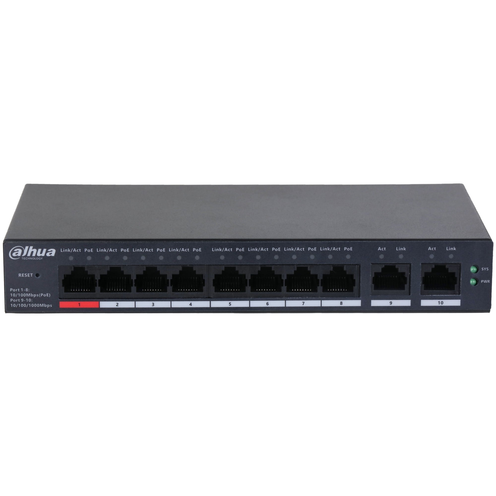 DAHUA Dahua CS4010-8ET-110 10-porta switch desktop gestito in cloud con 8 porte PoE - RETI | TecnoCARE.net Sabaudia, Latina, Terracina, San Felice Circeo e Pontinia
