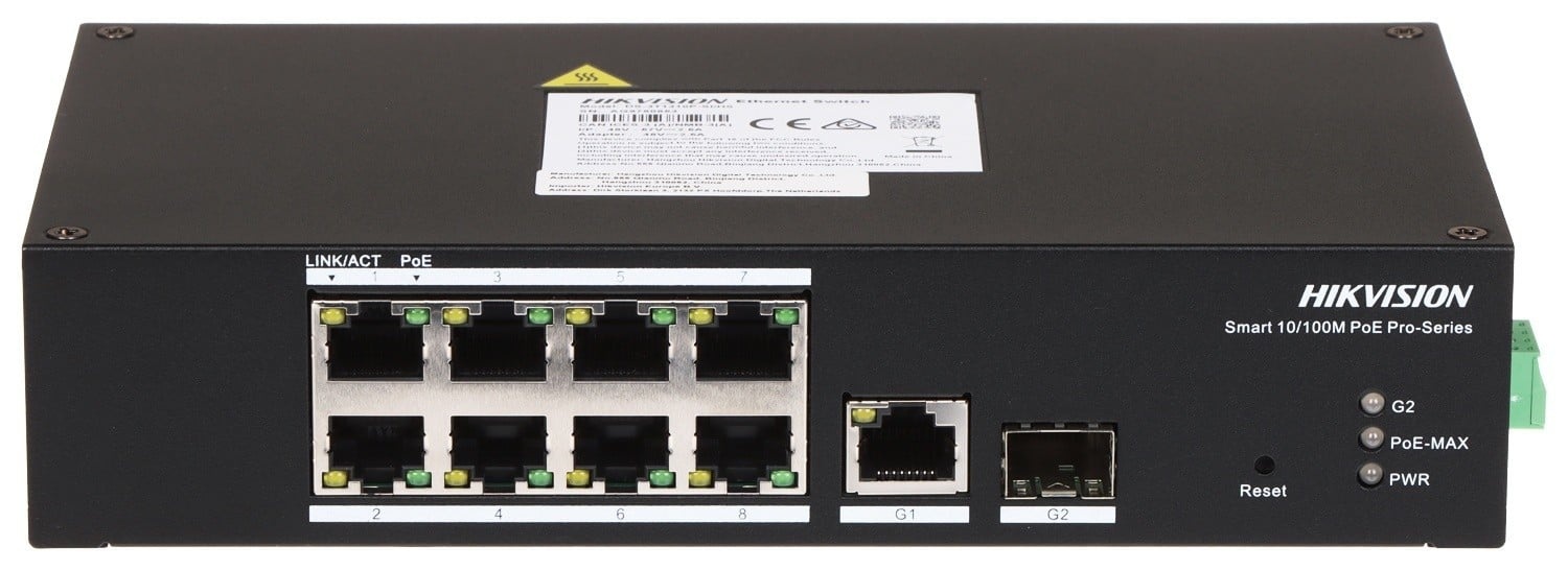HIKVISION Hikvision DS-3T1310P-SI/HS 8 Port Fast Ethernet Smart Harsh POE Switch - RETI | TecnoCARE.net Sabaudia, Latina, Terracina, San Felice Circeo e Pontinia