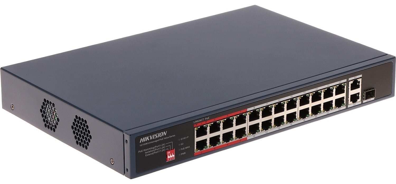HIKVISION Hikvision DS-3E0326P-E/M(C) 24 Port Fast Ethernet Unmanaged POE Switch - RETI | TecnoCARE.net Sabaudia, Latina, Terracina, San Felice Circeo e Pontinia