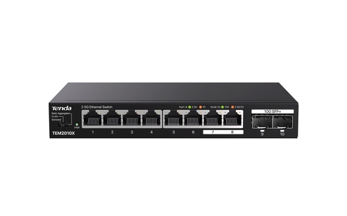 TENDA TENDA SWITCH UNMANAGED DESKTOP, 8*2.5GE + 2*10G SFP - SWITCH E HUB | TecnoCARE.net Sabaudia, Latina, Terracina, San Felice Circeo e Pontinia