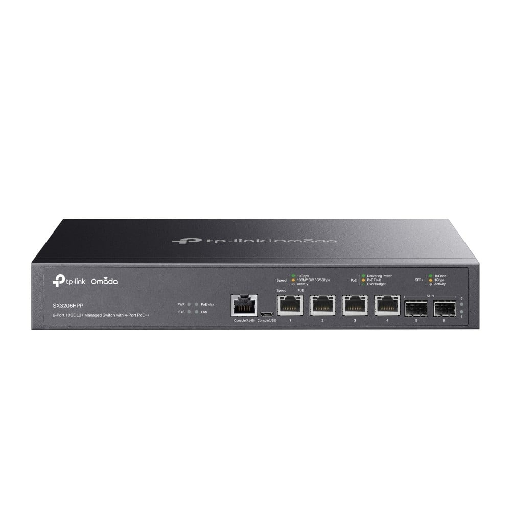 TP-LINK TP-Link SX3206HPP (TL-SX3206HPP) JetStream™ 4-Port 10GBase-T and 2-Port 10GE SFP+ L2+ Managed Switch with 4-Port PoE++ - RETI | TecnoCARE.net Sabaudia, Latina, Terracina, San Felice Circeo e Pontinia