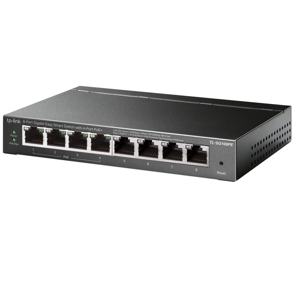 TP-LINK TP-Link TL-SG108PE Gestito L2 Gigabit Ethernet (10/100/1000) Supporto Power over Ethernet (PoE) Nero - RETI | TecnoCARE.net Sabaudia, Latina, Terracina, San Felice Circeo e Pontinia