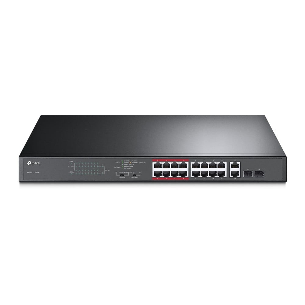 TP-LINK TP-Link TL-SL1218MP switch di rete Non gestito Fast Ethernet (10/100) Supporto Power over Ethernet (PoE) Nero - RETI | TecnoCARE.net Sabaudia, Latina, Terracina, San Felice Circeo e Pontinia