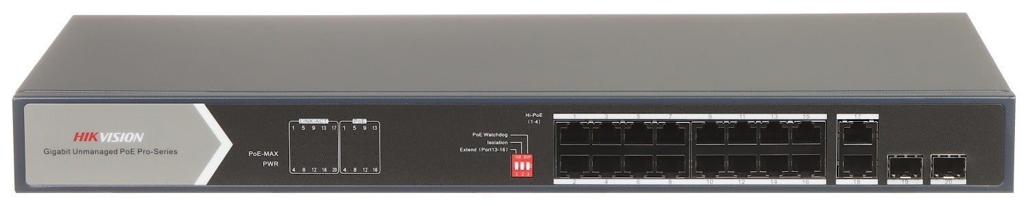 HIKVISION Hikvision DS-3E0520HP-E 16 Port Gigabit Unmanaged POE Switch - RETI | TecnoCARE.net Sabaudia, Latina, Terracina, San Felice Circeo e Pontinia