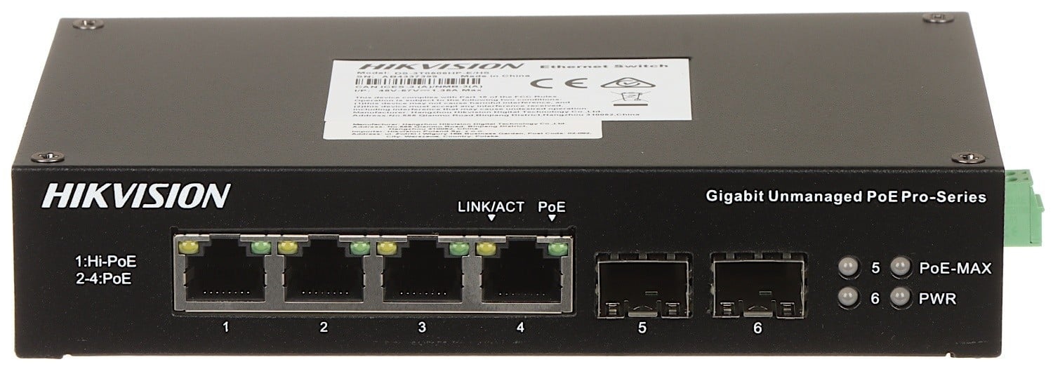 HIKVISION Hikvision DS-3T0506HP-E/HS 4 Port Gigabit Unmanaged Harsh POE Switch - RETI | TecnoCARE.net Sabaudia, Latina, Terracina, San Felice Circeo e Pontinia