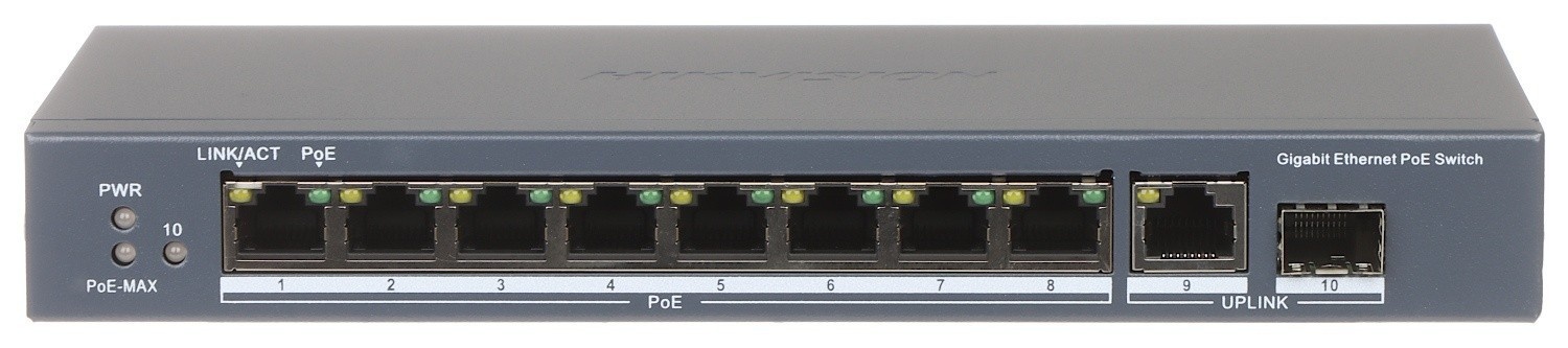 HIKVISION Hikvision DS-3E0510P-E Switch POE Gigabit non gestito a 8 porte - RETI | TecnoCARE.net Sabaudia, Latina, Terracina, San Felice Circeo e Pontinia