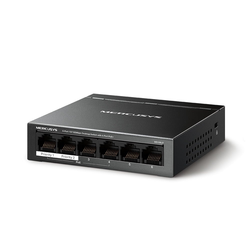TP-LINK Mercusys MS106LP switch di rete Gestito Fast Ethernet (10/100) Supporto Power over Ethernet (PoE) Nero - RETI | TecnoCARE.net Sabaudia, Latina, Terracina, San Felice Circeo e Pontinia