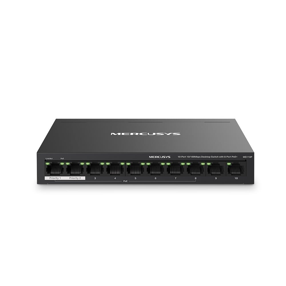 TP-LINK Mercusys MS110P switch di rete Gestito Fast Ethernet (10/100) Supporto Power over Ethernet (PoE) Nero - RETI | TecnoCARE.net Sabaudia, Latina, Terracina, San Felice Circeo e Pontinia
