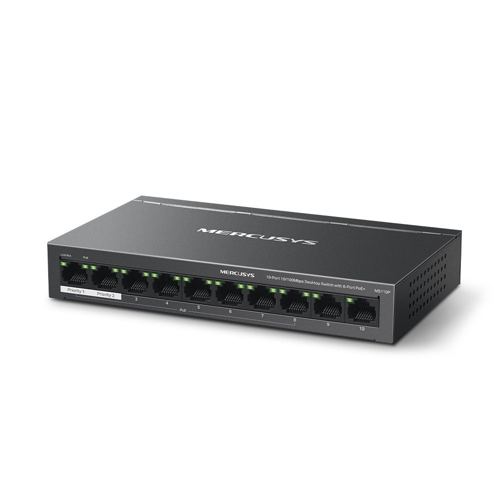 TP-LINK Mercusys MS110P switch di rete Gestito Fast Ethernet (10/100) Supporto Power over Ethernet (PoE) Nero - RETI | TecnoCARE.net Sabaudia, Latina, Terracina, San Felice Circeo e Pontinia