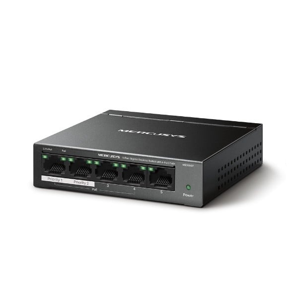 TP-LINK Mercusys MS105GP switch di rete Gigabit Ethernet (10/100/1000) Supporto Power over Ethernet (PoE) Nero - RETI | TecnoCARE.net Sabaudia, Latina, Terracina, San Felice Circeo e Pontinia