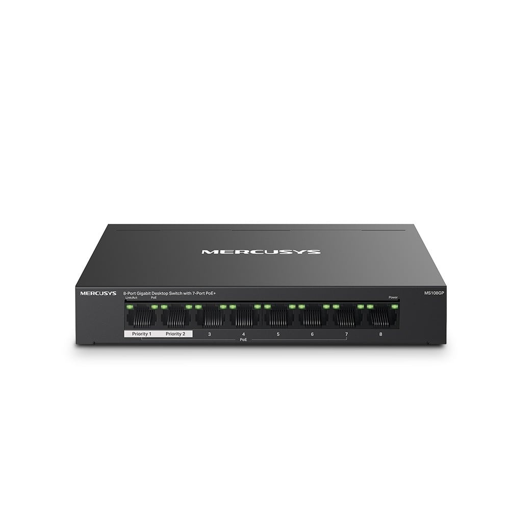 TP-LINK Mercusys MS108GP switch di rete Gestito Gigabit Ethernet (10/100/1000) Supporto Power over Ethernet (PoE) Nero - RETI | TecnoCARE.net Sabaudia, Latina, Terracina, San Felice Circeo e Pontinia