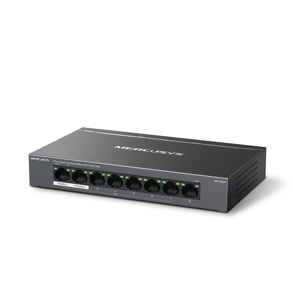TP-LINK Mercusys MS108GP switch di rete Gestito Gigabit Ethernet (10/100/1000) Supporto Power over Ethernet (PoE) Nero - RETI | TecnoCARE.net Sabaudia, Latina, Terracina, San Felice Circeo e Pontinia
