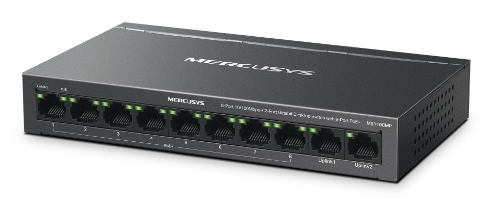 TP-LINK Mercusys MS110CMP switch di rete Fast Ethernet (10/100) Supporto Power over Ethernet (PoE) Nero - RETI | TecnoCARE.net Sabaudia, Latina, Terracina, San Felice Circeo e Pontinia